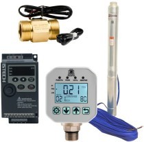 Комплект: погружной насос, насосная автоматика, частотный преобразователь, датчик расхода Комплект: погружной насос, насосная автоматика, частотный преобразователь, датчик расхода