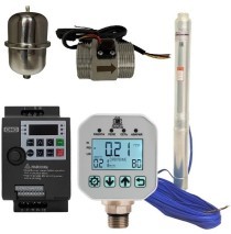 Комплект: погружной насос, насосная автоматика, частотный преобразователь, датчик расхода 1 1/4', гадроаккумулятор 1л Комплект: погружной насос, насосная автоматика, частотный преобразователь, датчик расхода 1 1/4', гадроаккумулятор 1л